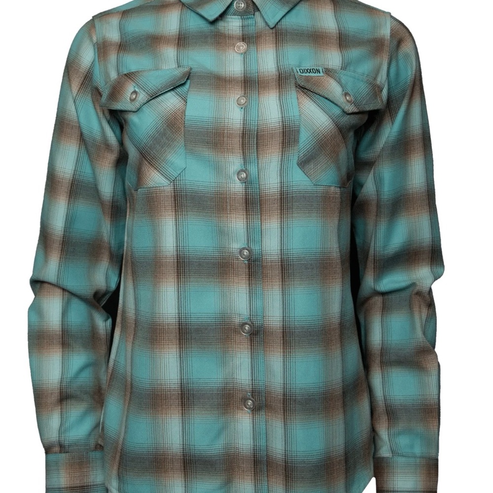 Teal and Brown Plaid Button-Up Shirt
